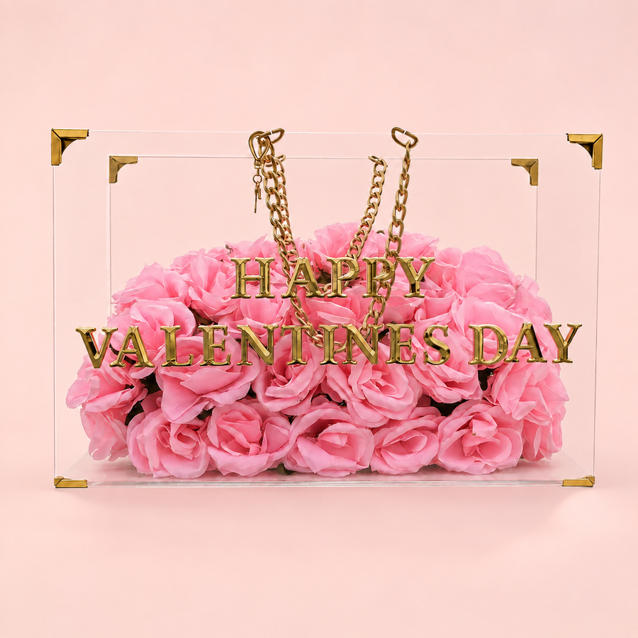Be My Valentine – Pink Rose Luxury Acrylic Bag