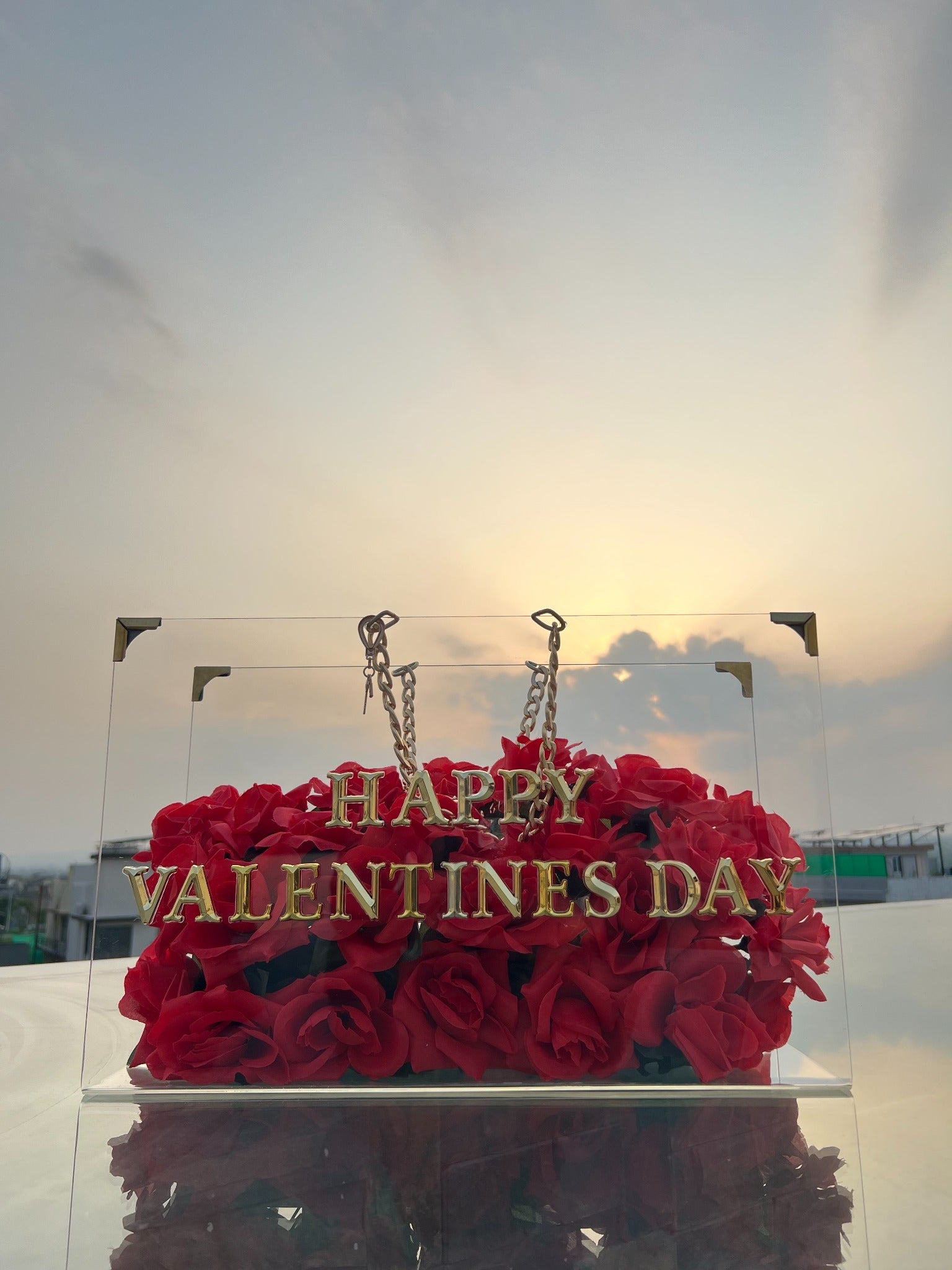 Flora Luxe Happy Valentine's Day red rose personalised flower bag